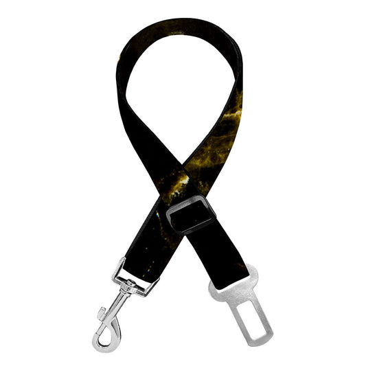 Black Gold Marble Print Dog Seat Belt