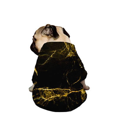 Black Gold Marble Print Dog Zip Up Jacket