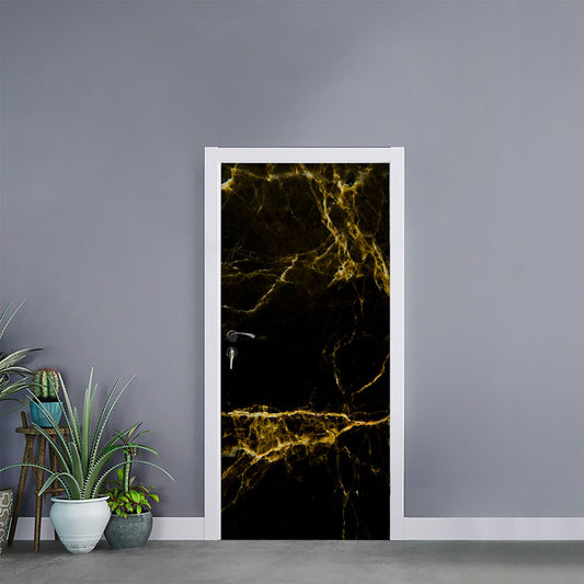 Black Gold Marble Print Door Sticker