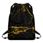 Black Gold Marble Print Drawstring Backpack