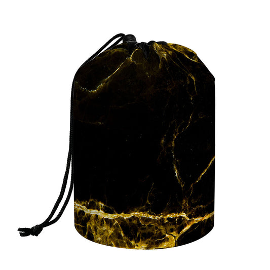 Black Gold Marble Print Drawstring Makeup Bag