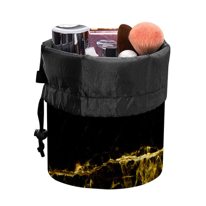 Black Gold Marble Print Drawstring Makeup Bag