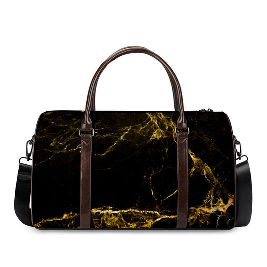 Black Gold Marble Print Duffle Bag