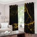 Black Gold Marble Print Extra Wide Grommet Curtains