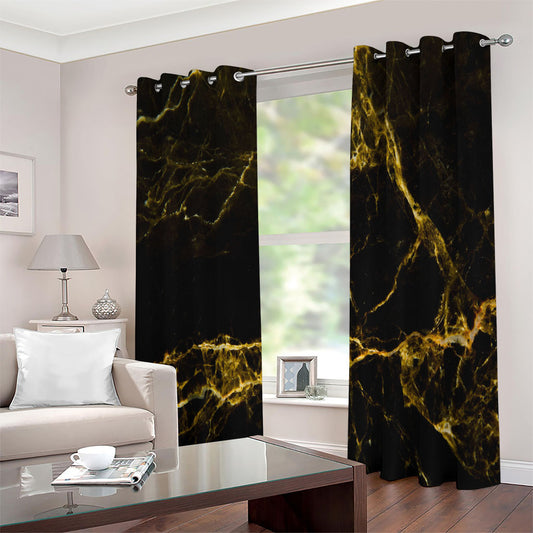 Black Gold Marble Print Extra Wide Grommet Curtains
