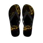 Black Gold Marble Print Flip Flops
