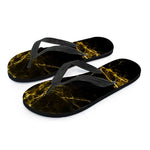 Black Gold Marble Print Flip Flops