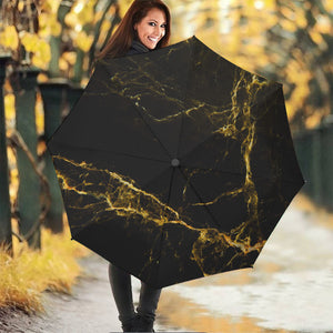 Black Gold Marble Print Foldable Umbrella