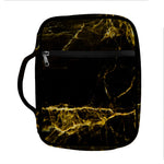 Black Gold Marble Print Front Pocket Bible Bag