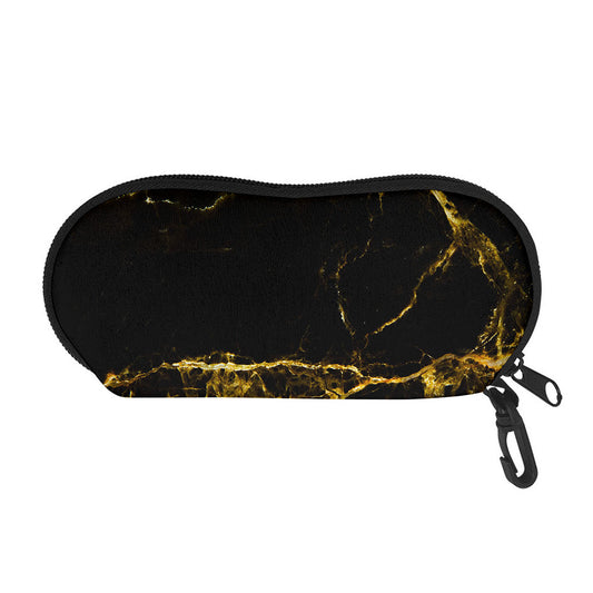 Black Gold Marble Print Glasses Case