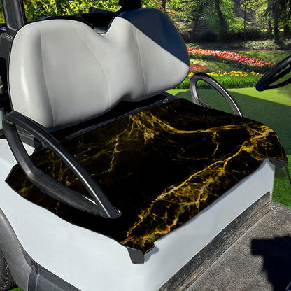 Black Gold Marble Print Golf Cart Seat Cover
