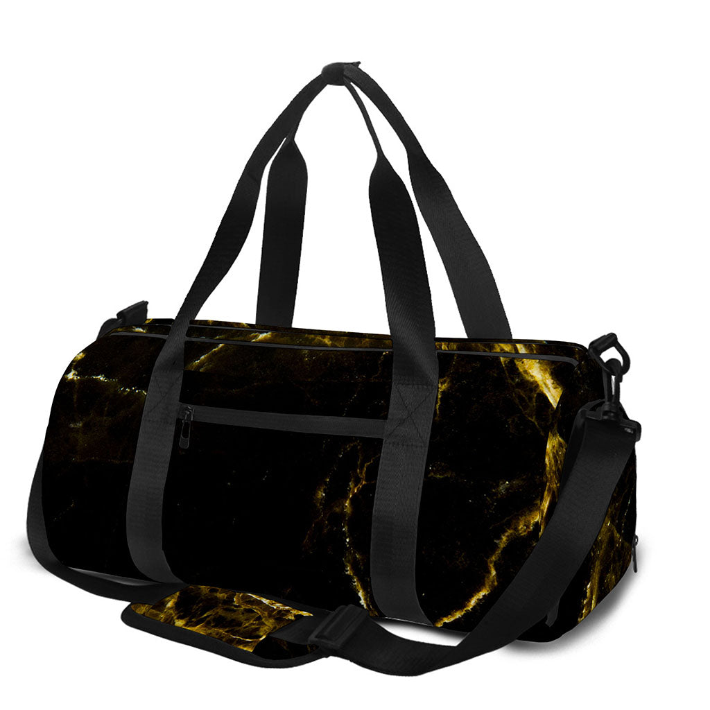 Black Gold Marble Print Gym Bag