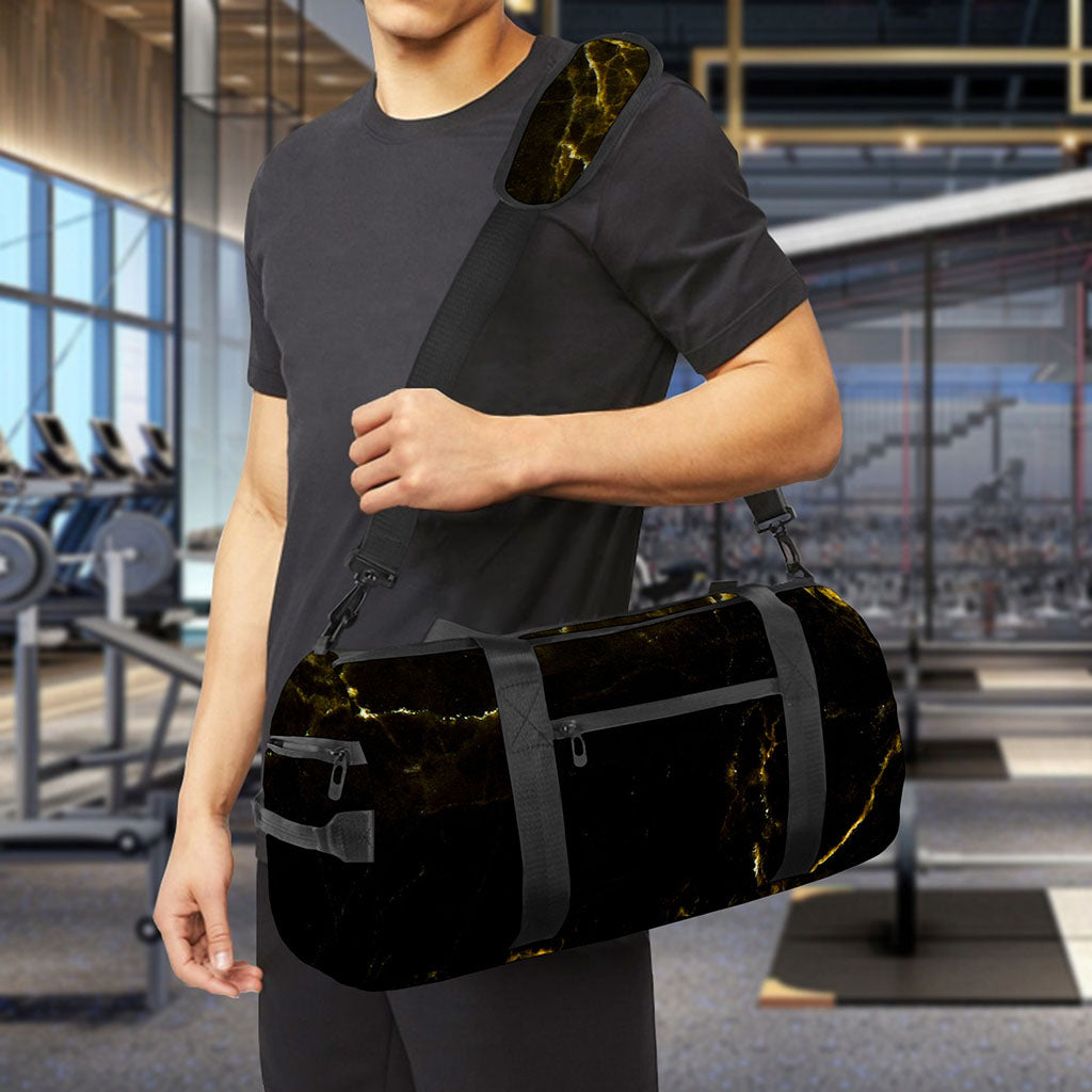 Black Gold Marble Print Gym Bag