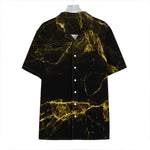 Black Gold Marble Print Hawaiian Shirt