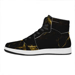 Black Gold Marble Print High Top Leather Sneakers
