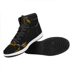 Black Gold Marble Print High Top Leather Sneakers