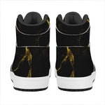 Black Gold Marble Print High Top Leather Sneakers