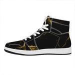 Black Gold Marble Print High Top Leather Sneakers