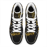 Black Gold Marble Print High Top Leather Sneakers