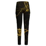 Black Gold Marble Print High-Waisted Pocket Leggings