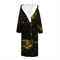 Black Gold Marble Print Hooded Bathrobe
