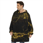 Black Gold Marble Print Hoodie Blanket