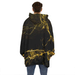 Black Gold Marble Print Hoodie Blanket
