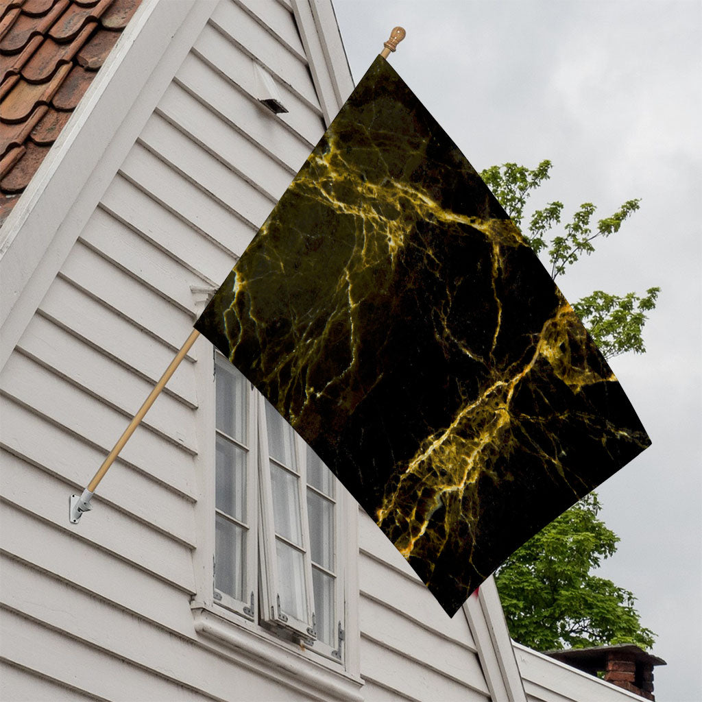 Black Gold Marble Print House Flag