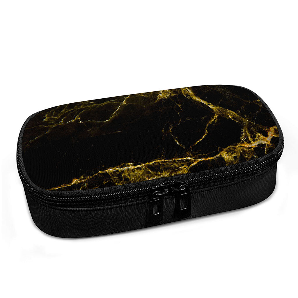 Black Gold Marble Print Insulin Cooler Travel Case