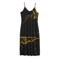 Black Gold Marble Print Jersey Midi Cami Dress