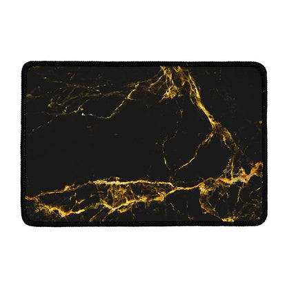 Black Gold Marble Print Kitchen Mat