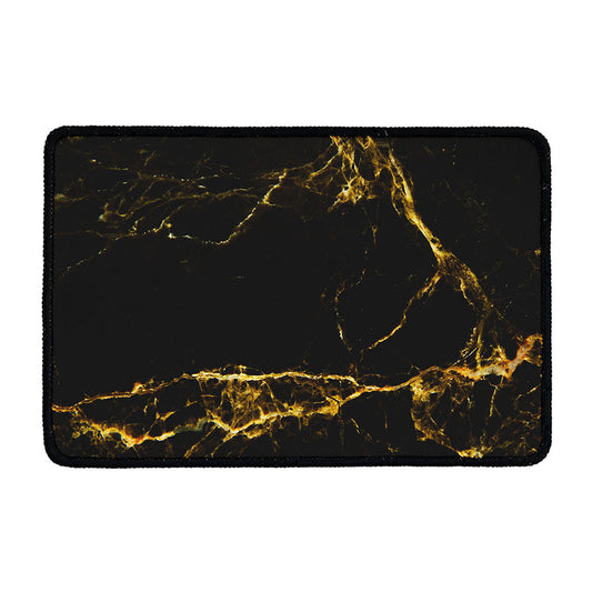 Black Gold Marble Print Kitchen Mat