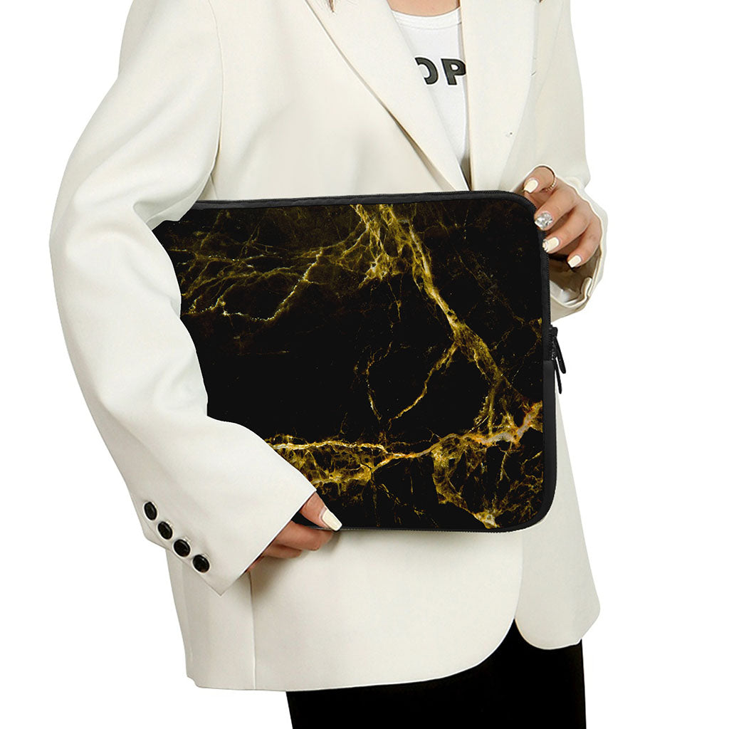 Black Gold Marble Print Laptop Sleeve