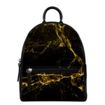 Black Gold Marble Print Leather Backpack