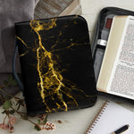 Black Gold Marble Print Leather Bible Cover
