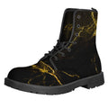 Black Gold Marble Print Lace-Up Boots