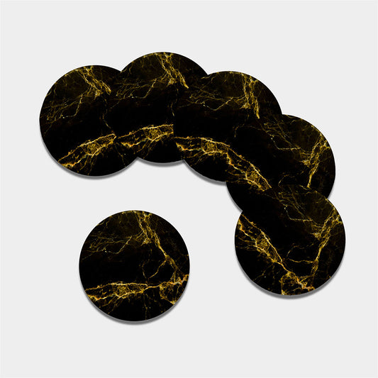 Black Gold Marble Print Leather Coaster Set