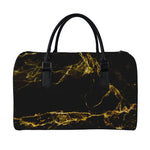 Black Gold Marble Print Leather Duffle Bag