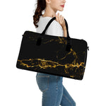 Black Gold Marble Print Leather Duffle Bag