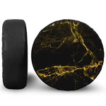 Black Gold Marble Print Leather Spare Tire Cover