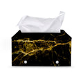 Black Gold Marble Print Leather Tissue Box Cover