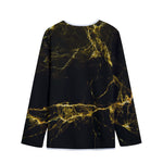 Black Gold Marble Print Long Sleeve Short Coat