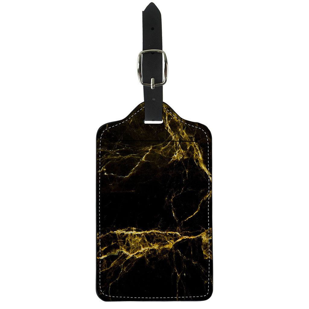 Black Gold Marble Print Luggage Tag