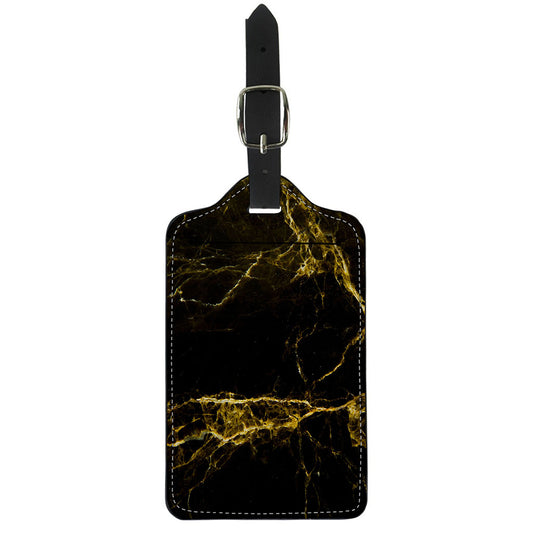 Black Gold Marble Print Luggage Tag