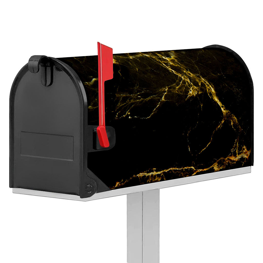 Black Gold Marble Print Mailbox Cover