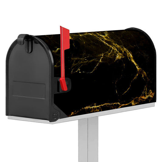 Black Gold Marble Print Mailbox Cover