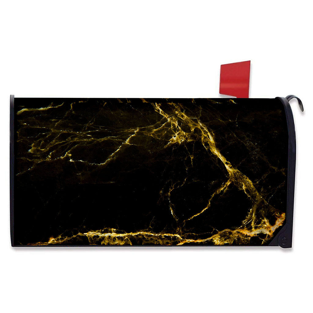 Black Gold Marble Print Mailbox Cover