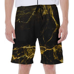 Black Gold Marble Print Men's Beach Shorts