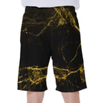 Black Gold Marble Print Men's Beach Shorts