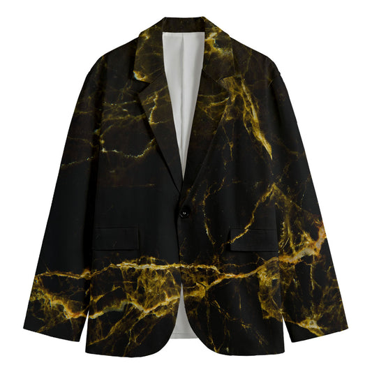 Black Gold Marble Print Men's Blazer